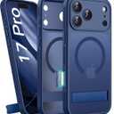 for iPhone 17 Pro Magnetic Case with Stand, Camera Control, Compatible with MagSafe, Full Lens Protection, Military Grade Shockproof, Translucent Men Women Slim Thin Case for iPhone 17 Pro, Blue