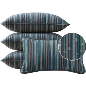 Sunbrella Decorative Outdoor Water Repellent Throw Pillows with Inserts, Set of 4, 20" x12" Pillows for Patio, Backyard, Bed, Couch, and Patio Furniture, Troupe Dock