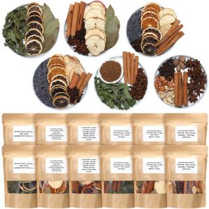 Siifert 12 Pack Winter Stovetop Potpourri Simmer Pot Kit Dried Orange Slices Cinnamon Stick Air Freshener Sachet Ingredients Bowl Filler Decor for Holiday Fragrance Housewarming Gift
