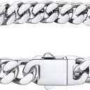 Bestyle Thick Mens Cuban Link Chain Bracelets, Durable Real 18K Gold/Black Metal Plated Solid Stainless Steel Hand Chain Cuban Bracelets for Men, Silver Black Gold Bracelets for Father Husband (8.3 inches)