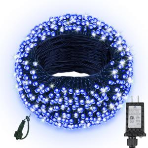 FairyGlim Christmas String Lights Plug in,33FT 100 LED String Lights with 8 Modes & Timer, Xmas Decorations for Trees Wreath, Outdoor Indoor Yard Garden Party Decor, Blue