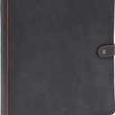 Fan&Ran Leather 3 Ring Binder, 1" Round Rings for 8.5"x11" Paper and Sheet Protectors, Interior Pockets & Snap Closure, Letter Size, Vintage Brown