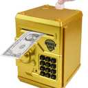 Totola Piggy Bank Electronic Mini ATM for Kids Baby Toy, Safe Coin Banks Money Saving Box Password Code Lock for Children,Boys Girls Best Gift (Gold)