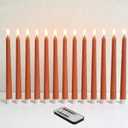 Orange Flameless Taper Candles with Remote, Flickering LED Candlesticks Battery Operated Spring Home Decor Candle Set of 12