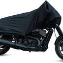 X AUTOHAUX Motorcycle Cover Street Bike Scooter Lightweight Half Cover Outdoor Waterproof Rain Dust Protector Black Size M for Kawasaki for Harley Davidson
