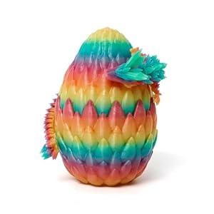 Flavery Dragon Egg- Rainbow Easter Egg with Colorful Dragon Inside, Multicolored Egg with Pet Dragon, 3D Printed Gift Toy, Figurine Decor(12" Dragon)