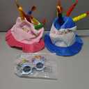 Okllen Birthday Hats Set of 2 for Adults, Plush Cake Hats with Sunglasses, Funny Party Novelty Hats for Birthday Party Favors, Blue & Pink