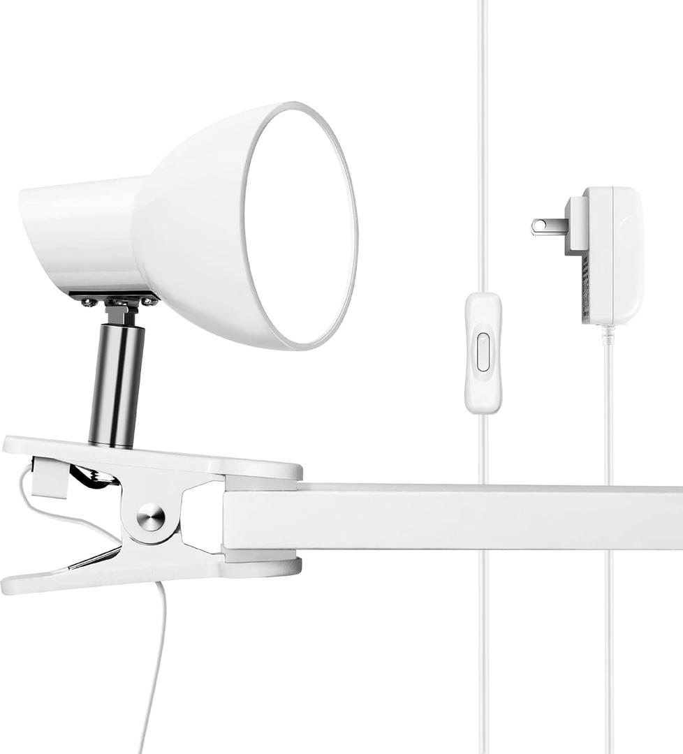 LED Small Clip Light,5W Super Bright Reading Light, 330 Rotation Lamp with Clamp on Desk/Table/Bed Headboard/Cupboard Home Lighting, Modern and Save Space Illumination Powerful bedroom Lamp White
