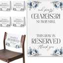 Reserved Row Signs for Wedding 4 Pieces, This Row Is Reserved Seating Placeholder Church Pews Cloth Signs, Dusty Blue Wedding Chair Decorations for Reception (Dusty Blue Floral)