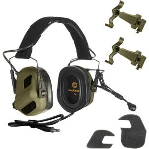 EARMOR M32X PLUS Tactical Headset Shooting Ear Protection with MIC, Nato TP120 & U-174 Connector and ARC Rail Helmet Adapters (Green)