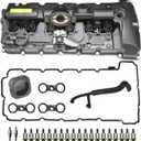 MITZONE N52 Engine Valve Cover Kit with Oil Cap & PCV Hose Compatible with BMW E82 128i, E9X 323i 328i, E60 528i, E70 X5 3.0si, E83 X3, E85 Z4, E89 Z4, F10 528i N52/ N51 SULEV