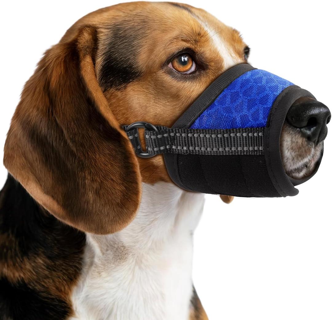 Dog Muzzle,Soft Breathable Mesh, Adjustable Loop Pets Drinkable Anti-Biting Muzzle for Small, Medium, Large Dogs | Lightweight, Comfortable, Easy to Wear-Blue XL