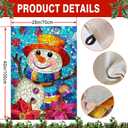 Stained Glass Snowman Christmas House Flag 28x40 Inch Double Sided for Outside, Large Burlap Winter Yard Flag Seasonal Outdoor Farmhouse Decoration