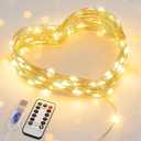 JMEXSUSS USB Fairy Lights for Bedroom, 33ft 100 LED Twinkle Lights Plug in with Remote, Indoor String Light for Dorm Girl's Room Tent DIY Birthday Gift Party Decor, Silver Wire, Warm White,Timer