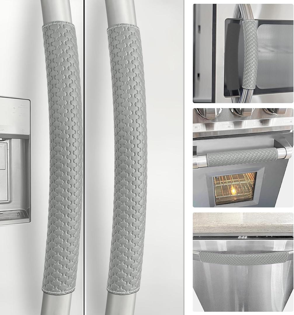 Refrigerator Door Handle Covers, Set of 5, Performance Appliance Handle Covers, Non-Slip Fridge Door Handle Covers, Keep Your Kitchen Clean, Microwave Oven Dishwasher door Handle Protectors(Gray)