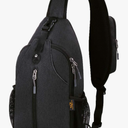 WATERFLY Crossbody Sling Backpack Sling Bag Travel Hiking Chest Bag Daypack (Black)