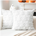 OTOSTAR Set of 2 Ghost Pillow Covers Halloween Throw Pillow Covers for Sofa Couch Bed Living Room Soft Plush Short Wool Velvet Farmhouse Throw Pillow Covers for Thanksgiving Pure White 16x24 Inch