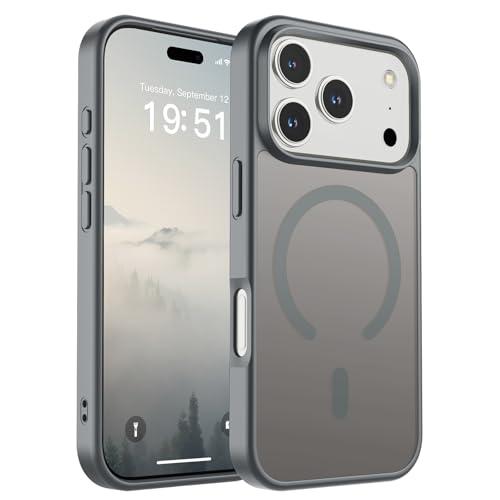 SUPFINE Magnetic for iPhone 17 Pro Case (Compatible with MagSafe)(Military Grade Drop Protection) Translucent Matte Shockproof with Anti-Fingerprint Phone Cover,Gray