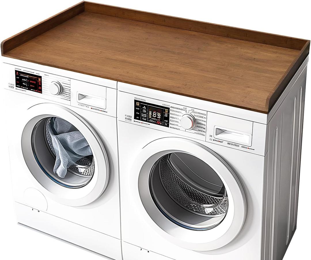 Gashell Washer Dryer Countertop, 27.5" x 54" Bamboo Washer and Dryer Countertop for Laundry Room Organization(Retro Brown), Standard
