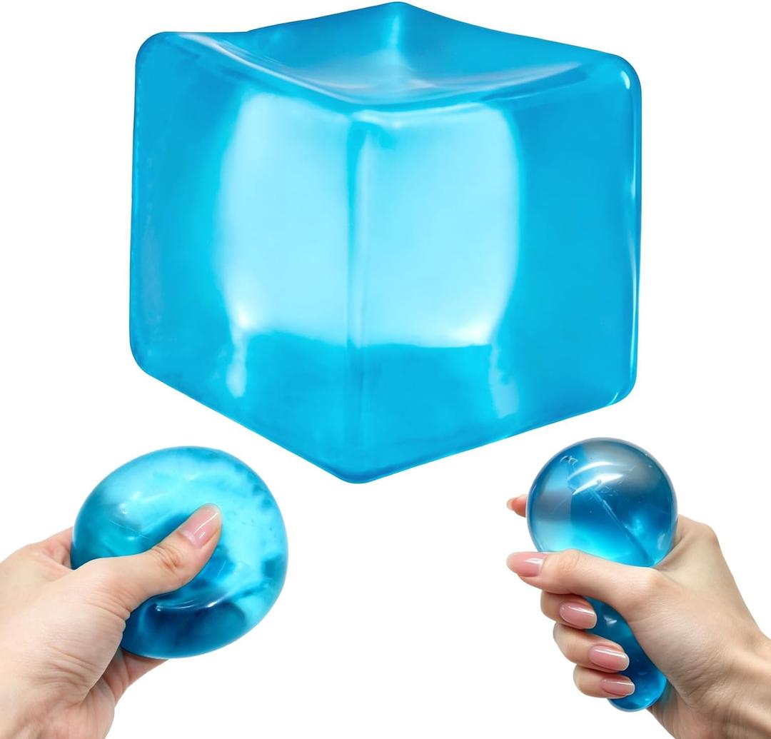 5 x Squishy Stress Cube Squeeze Toys for Kids Adults, Gel Filled Sugar Squishy Ice Cube Fidget Toys Slow Rising Stress Balls Sensory Toys Relief for Anxiety Autism, Purple