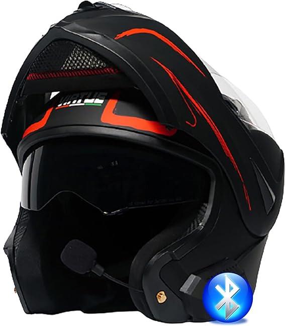Motorcycle  Helmet Modular Double Visor Flip Up Front Motorbike Helmet -Modular Helmet with Double Visor for Bike Cruiser Chopper Moped Scooter ATV,DOT/ECE Approved L,S=55-56cm  (Small)