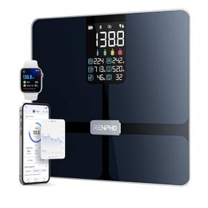 RENPHO Scale for Body Weight, Smart Scale with BMI, Body Fat, Muscle Mass, Bluetooth, 13 Metrics with Large Display, Support App Connection, Black, Elis 2X