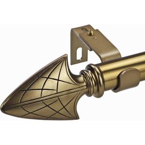 1 Inch Single Curtain Rods 72 to 144 Inches Adjustable Drapery Rods for Window width 68 to 140 Inches, Vintage Arrow Finials, Warm Gold