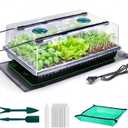 60 Cell Seed Starter Tray Kit with Grow Light, 3.8" Humidity Dome and 20.47" Heat Mat - Indoor Seed Germination Station for Faster Planting, Complete Gardening Kit for Vegetables, Herbs, Microgreens