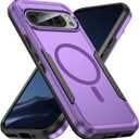for Google Pixel 9/9 Pro Case,[Compatible with Magsafe] [Military Grade Drop Tested] Shockproof Magnetic Tough Rugged Protective Phone Case -6.3 inch (Purple)