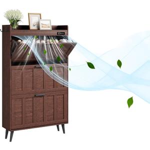 ChooChoo Shoe Storage Cabinet with 3 Flip Drawers and Deodorizer Size: 9.45"D x 31.5"W x 53.35"H(3-Drawers)