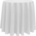 Ultimate Textile Round Polyester Linen Tablecloth White 114 x 89 Inch
