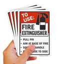 SmartSign (4-Pack) 7" x 5" 'to Use Fire Extinguisher - Pull Pin, Aim at Base, Squeeze Handle' Sticker Labels, 5 mil Laminated Polyester with SuperStick Adhesive, Red/Black/White, USA-Made