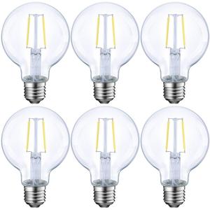 ENERGETIC SMARTER LIGHTING Dimmable LED Edison Light Bulb, G25 (G80) Globe Shape, Clear Glass, 40 Watt Equivalent, 2700K Soft White, Christmas Light, E26 Standard Base, UL Listed, 6-Pack