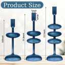 LemonRoad 3 Pcs Glass Candlestick Holders, Glass Taper Candle Holder Groovy Wavy Vase Candle Stick Stand for Wedding Birthday Easter St. Patrick's Day Home Windowsill Party Decor(Deep Blue)