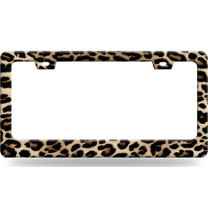 Leopard License Plate Frame Cheetah Leopard Brown License Plate Stainless Steel Funny License Plate Holder Animal Car Accessories with Screws Car Decoration 12.3" x 6.3" Fits Standard Vehicles Size