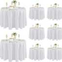 Fitable 8 Pack Round Tablecloths: Stain Resistant Wrinkle Free Circle Table Clothes, Washable Reusable Polyester Table Covers for Wedding Party Birthday Banquet Reception (White, 120 Inch)