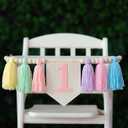 Pastel Macaron one high chair banner Handmade First Birthday High Chair Banner for 1st Baby Girls Fun To Be One Birthday Party Decorations Princess Photoshoot Props