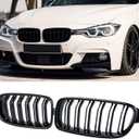 DEKEWEI ABS F30 Grill, Front Kidney Grille for 2012-2018 BMW 3 Series F30 F31 (Double Slats Gloss Black Grills, 2pcs)