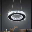 Modern Crystal Chandeliers LED Pendant Lighting Round Ring Chrome Flush Mount Ceiling Light Fixture Mini Chandeliers for Dining Room Kitchen Island Hallway