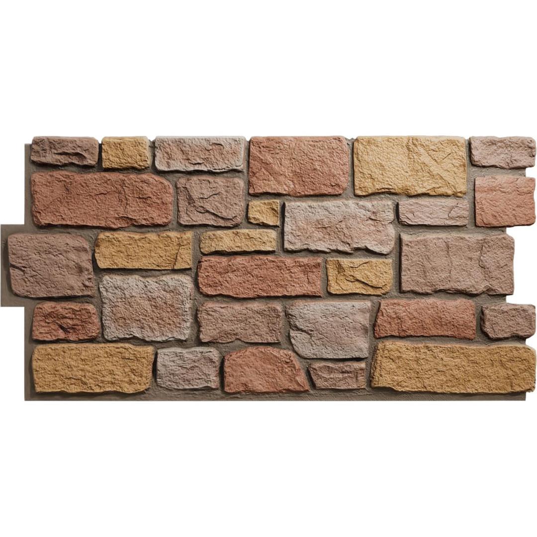 EverStone Cobblestone Faux Stone Panel, 48"W x 23 3/4"H x 1 1/8"D, Earth Color