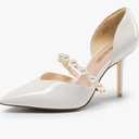 DREAM PAIRS Women's Closed Toe High Heels Stiletto Pointed Toe Strappy Pearl Elegant D'Orsay Dress Wedding Party Pumps Shoes, 9