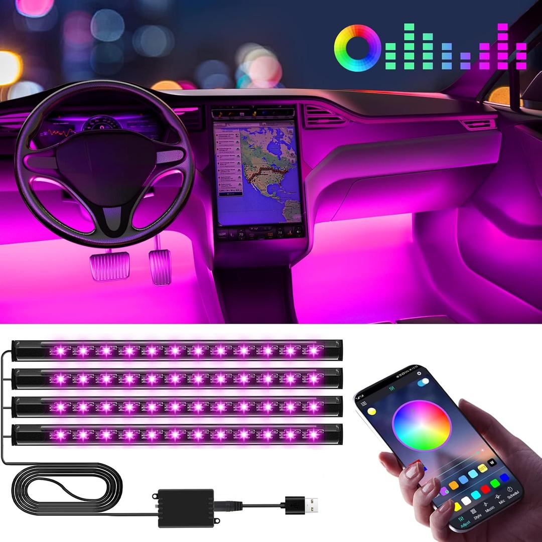Winzwon Led Lights for Car Accessories Interior, Gifts for Him Her Men Women Teen Boys Girls, APP Control with USB Port Color Change Lights for Truck Decor