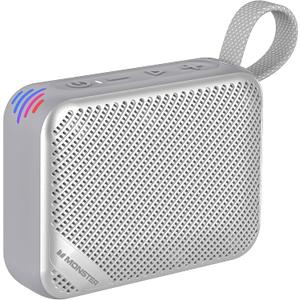 Monster S360 Portable Bluetooth Speaker, IPX7 Waterproof, Bluetooth 6.0, 20H Playtime, Powerful Stereo Sound, Support TF Card, Clear Hands-Free Calling Speaker for Home, Outdoors and Travel, Gray