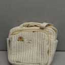 Small Diaper Bag Tote, Crossbody Diaper Bag Mini Purse with 7 Pockets, Travel Baby Bag for Boys & Girls, 2 Bottle Pocket, Off White (Yellow)