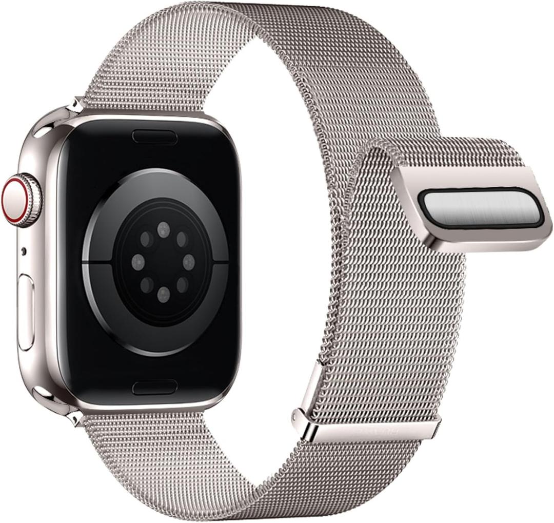 Double Magnetic Compatible for Apple Watch Band Ultra 2,SE, Stainless Steel Strap Metal Mesh Sport Loop for iWatch Bands 38mm 40mm 41mm 42mm 44mm 45mm 46mm 49mm Series 10/9/8/7/6/5/4/3/2/1 Women Men