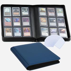 9-Pocket Toploader Binder, Clovecat Premium Card Book Holds 252 Trading Card with 20 Removable Top-loader SleevesPU Card Holder Folders,Card Album for MTG, TCG, Yugioh, Game & Sports Cards(Blue)