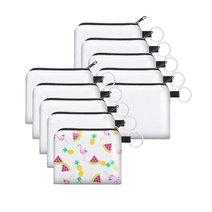 Frienda 10 Pieces Sublimation Coin Purse DIY Blank Makeup Bags Bulk Cosmetic Pouch Small Cute Coin Purse Heat Transfer Canvas Bag with Zipper for Ladies Kids
