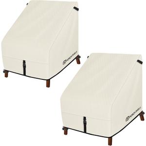 Porch Shield Patio Chair Covers - Waterproof Outdoor Lounge Deep Seat Adirondack Chair Cover 2 Pack - 34W x 37D x 36H inch, Beige