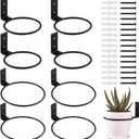8-Pack 4/6 Inch Flower Pot Holder Ring Wall Mounted Metal Flower Pot Hangers Wall Hanger Bracket Rings Black Planter Bracket for Home, Garden, Indoor Outdoor Pots (4''/6'')