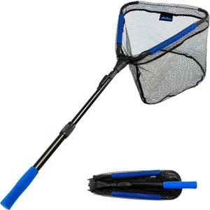 Floating Fishing Landing Net - Foldable for Freshwater or Saltwater - Folding and Fly Fishing (D: 16''/40cm Hoop Size Blue (Telescopic Pole))